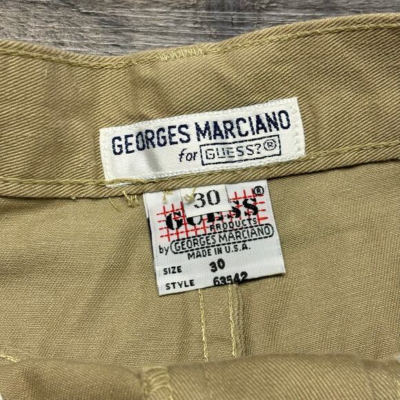 Vintage 80s 90s Guess Georges Marciano Tan Green Womens 26" Denim Mini Skirt USA - Picture 3 of 10